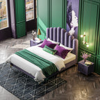 Tall-Back Upholstered Bed in Velvet