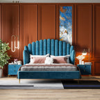 Statement-Height Velvet Upholstered Bed