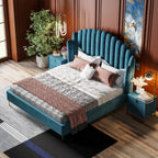 Statement-Height Velvet Upholstered Bed