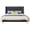 Velvet Bed with Mid-Height Upholstered Headboard