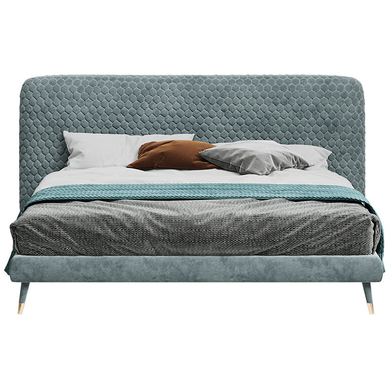 Low-Profile Headboard Velvet Upholstered Bed