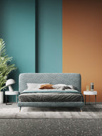 Low-Profile Headboard Velvet Upholstered Bed