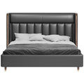 Low-Profile Microfiber Leather Upholstered Bed with Metal Frame