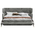 Low-Profile Velvet Upholstered Bed with Metal Frame