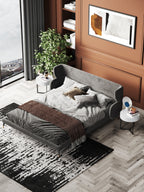 Low-Profile Velvet Upholstered Bed with Metal Frame