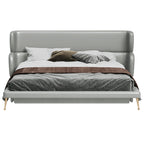 Microfiber Leather Bed with Tailored Low-Profile Headboard