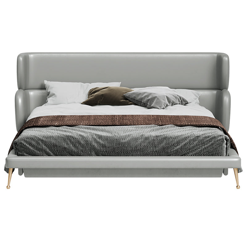 Microfiber Leather Bed with Tailored Low-Profile Headboard