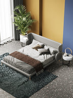 Microfiber Leather Bed with Tailored Low-Profile Headboard