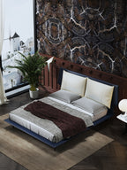 Low-Profile Upholstered Bed in Leather