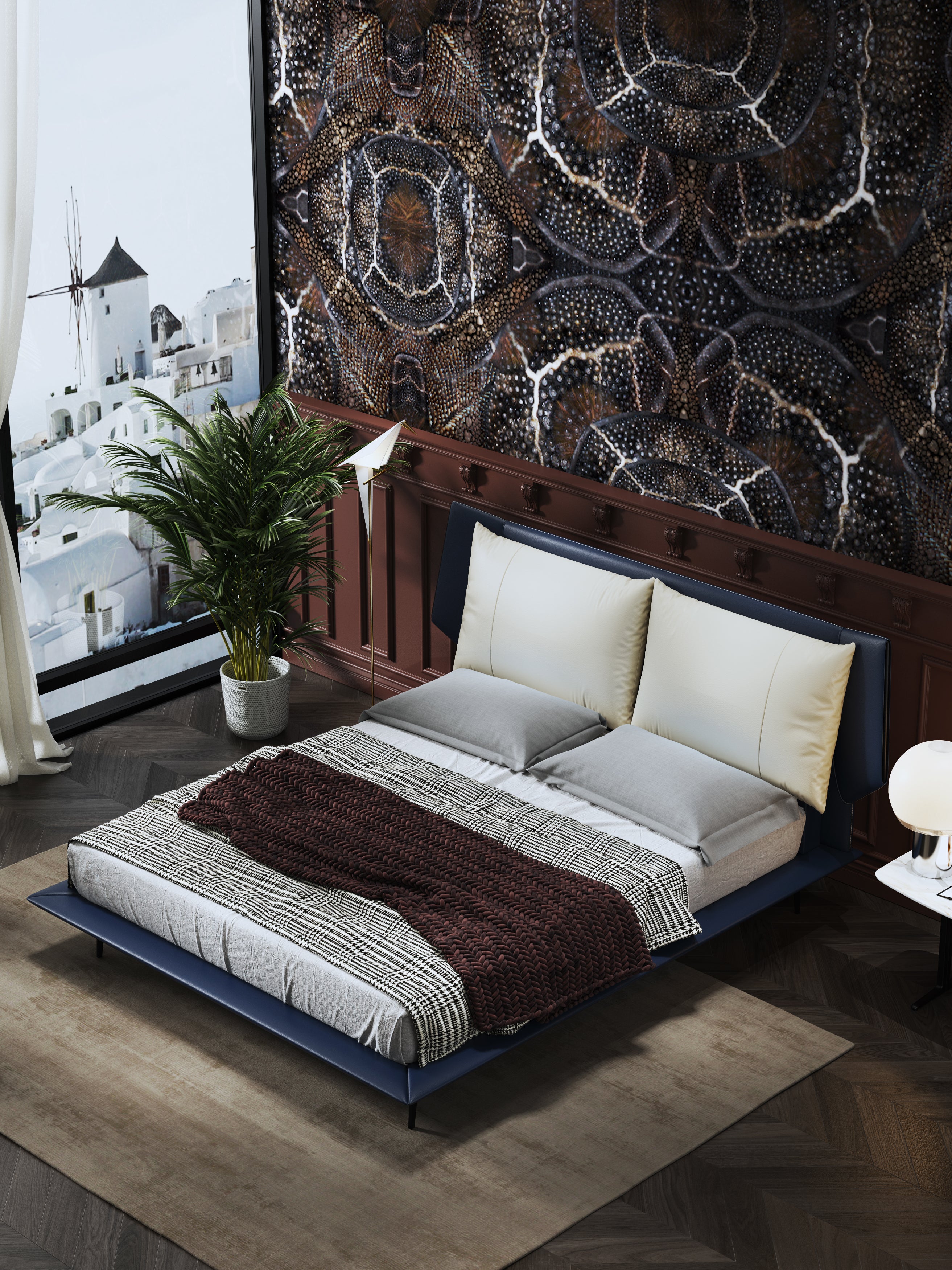 Low-Profile Upholstered Bed in Leather