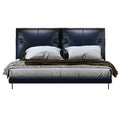 Low-Profile Genuine Leather Upholstered Bed
