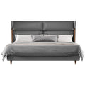 Microfiber Leather Upholstered Bed with Low-Profile Headboard