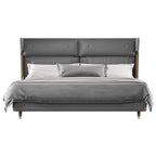 Microfiber Leather Upholstered Bed with Low-Profile Headboard