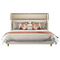 Low-Profile Headboard Microfiber Leather Upholstered Bed