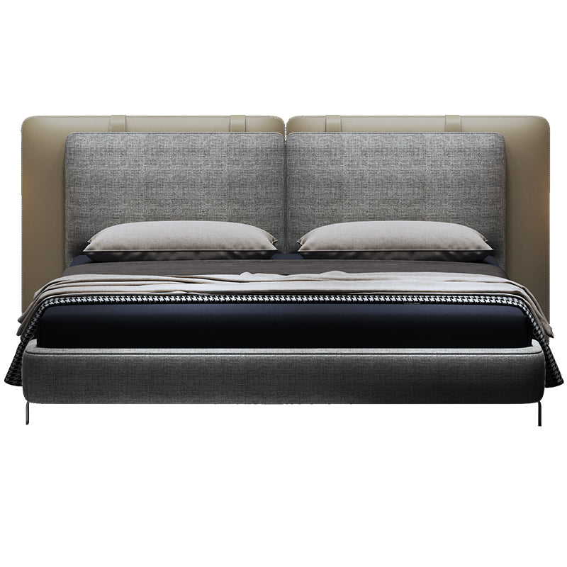 Foam-Cushioned Microfiber Leather Upholstered Bed