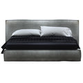 Low-Profile Upholstered Bed with Metal Accents