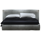 Low-Profile Upholstered Bed with Metal Accents