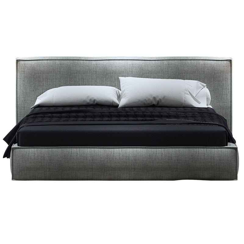 Low-Profile Upholstered Bed with Metal Accents