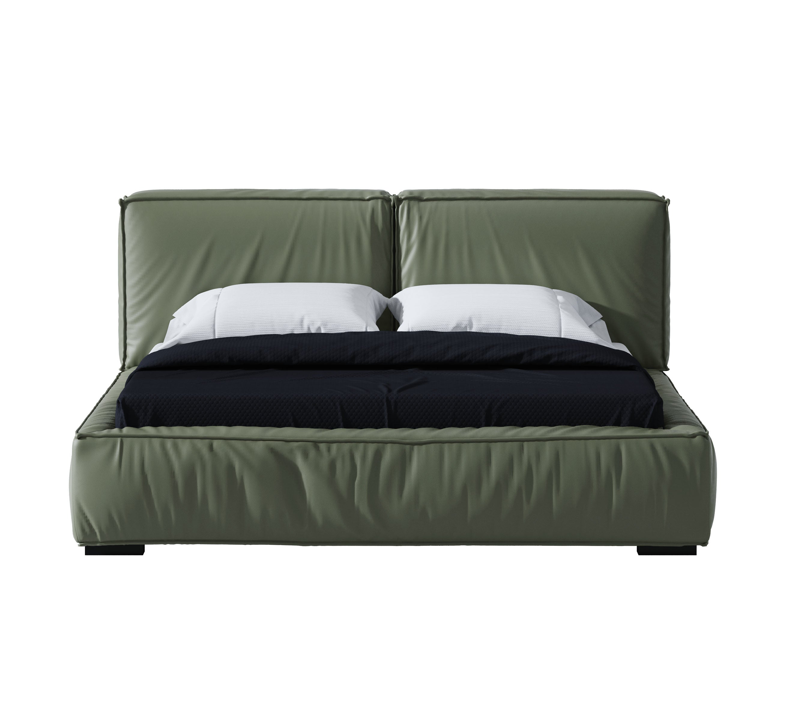 Low-Profile Bed in Microfiber and Genuine Leather