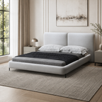 Upholstered Platform Bed with Tall Paneled Headboard
