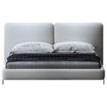 Upholstered Platform Bed with Tall Paneled Headboard