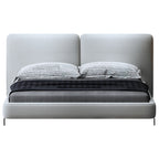 Upholstered Platform Bed with Tall Paneled Headboard