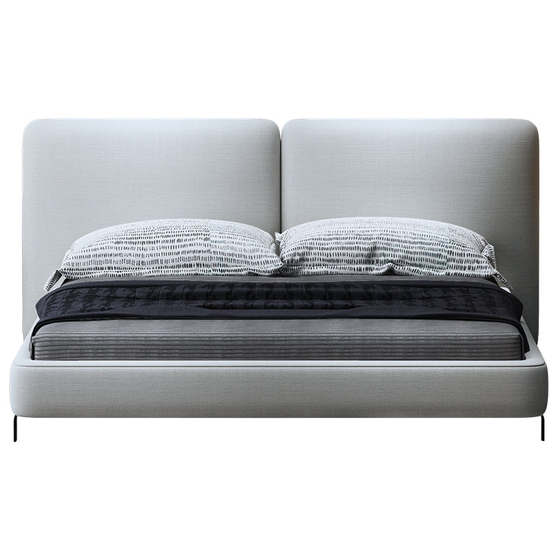 Upholstered Platform Bed with Tall Paneled Headboard