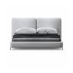 Upholstered Platform Bed with Tall Paneled Headboard