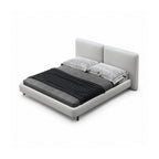 Upholstered Platform Bed with Tall Paneled Headboard