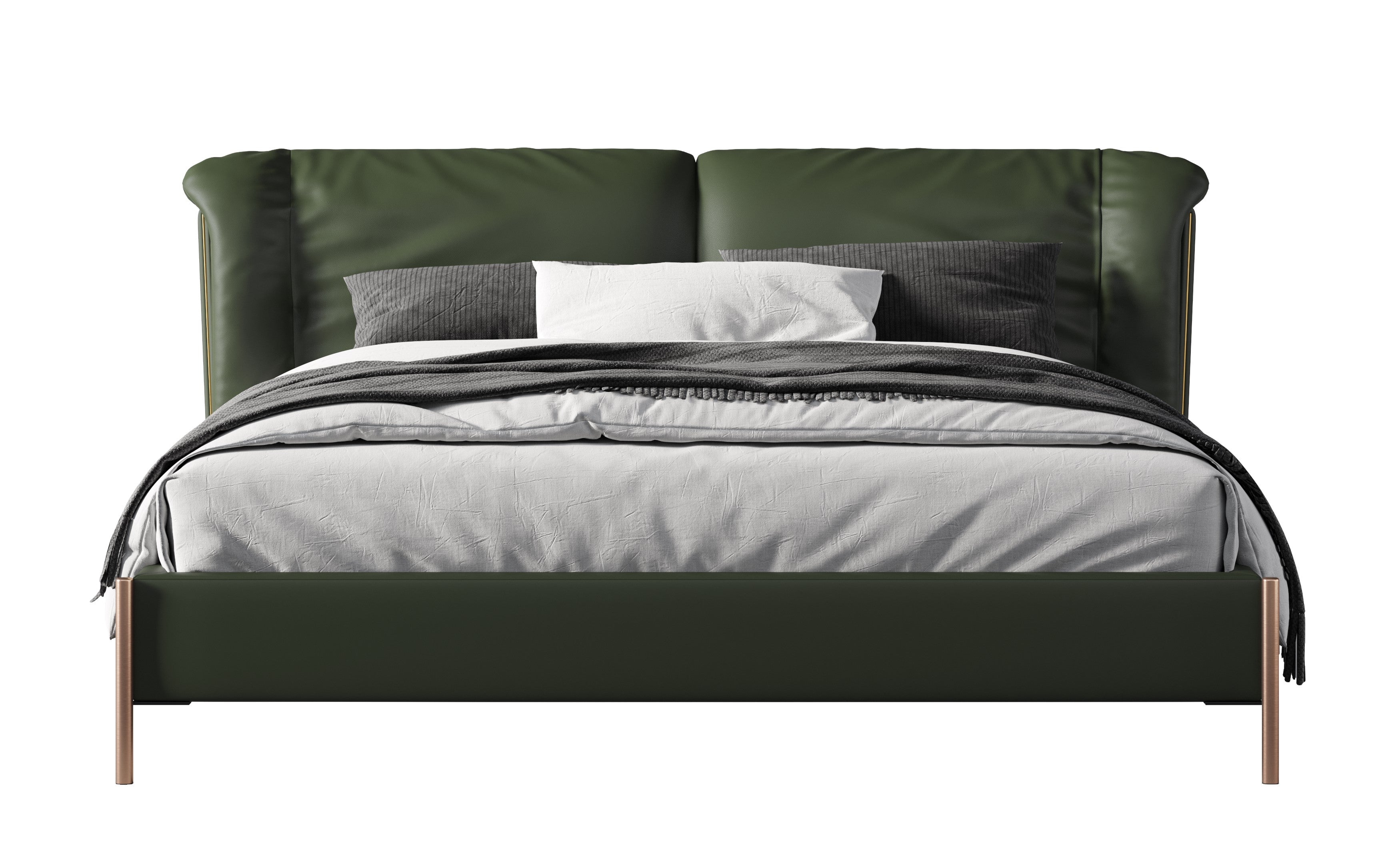 Low-Profile Upholstered Bed in Microfiber Leather
