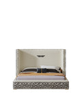 Tall-Back Genuine Leather Upholstered Bed