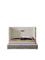 Tall-Back Genuine Leather Upholstered Bed
