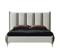 Tall-Back Headboard Genuine Leather Upholstered Bed