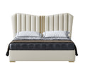 Structured Genuine Leather Upholstered Bed