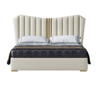 Structured Genuine Leather Upholstered Bed