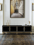 High-Gloss Media Console with Stainless Steel Hardware