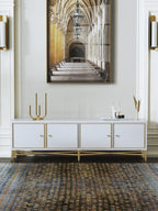 High-Gloss Media Console with Stainless Steel Accents