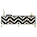 Wide High-Gloss Media Console with Stainless Steel Hardware
