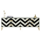 Wide High-Gloss Media Console with Stainless Steel Hardware
