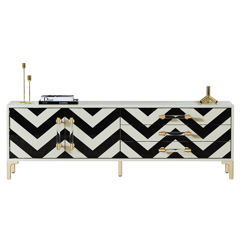 Wide High-Gloss Media Console with Stainless Steel Hardware