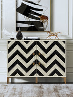 High-Gloss Sideboard with Stainless Steel Hardware