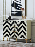 High-Gloss Sideboard with Stainless Steel Hardware