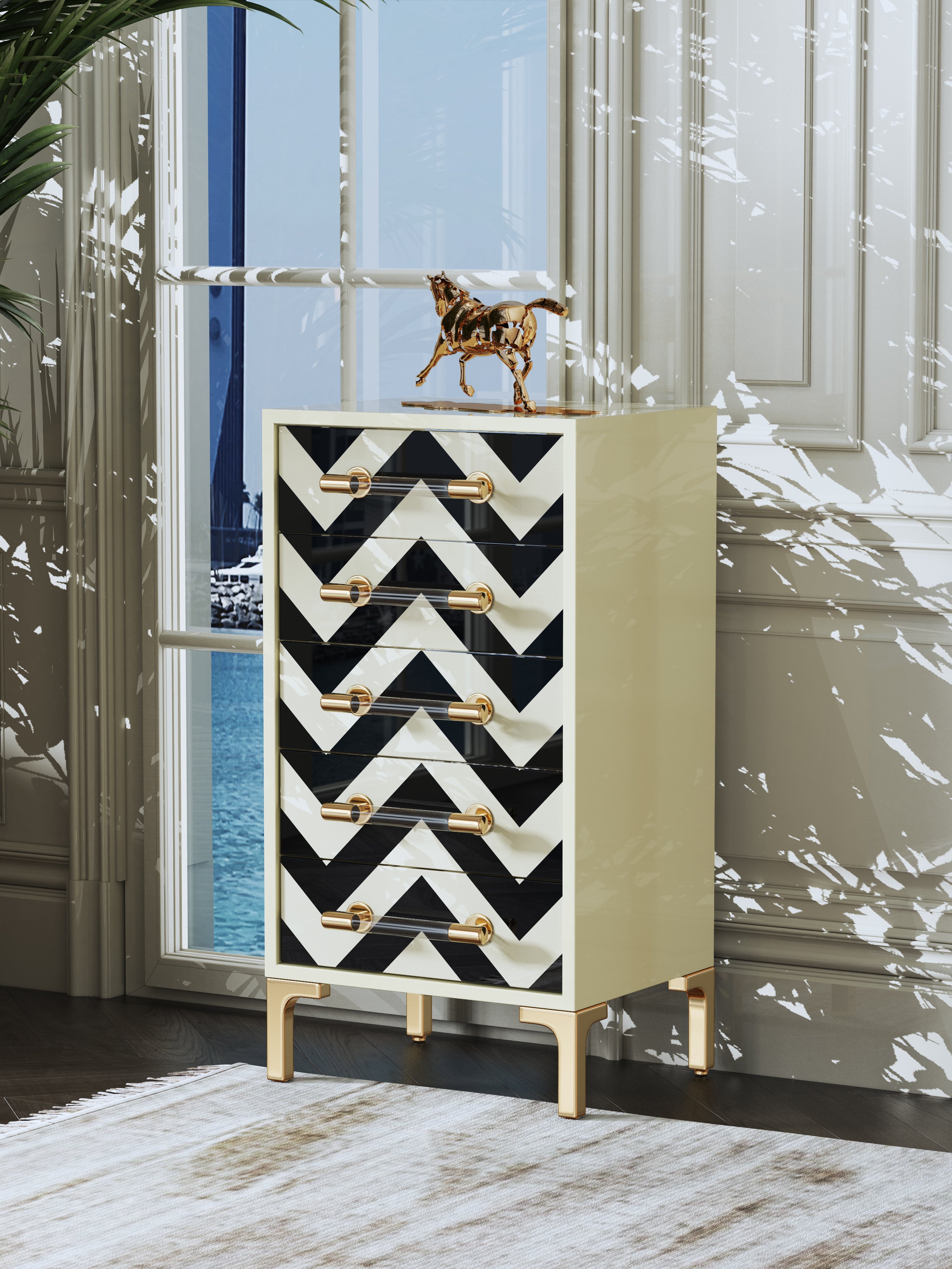 Bright-Finish Accent Chest with Stainless Steel Hardware