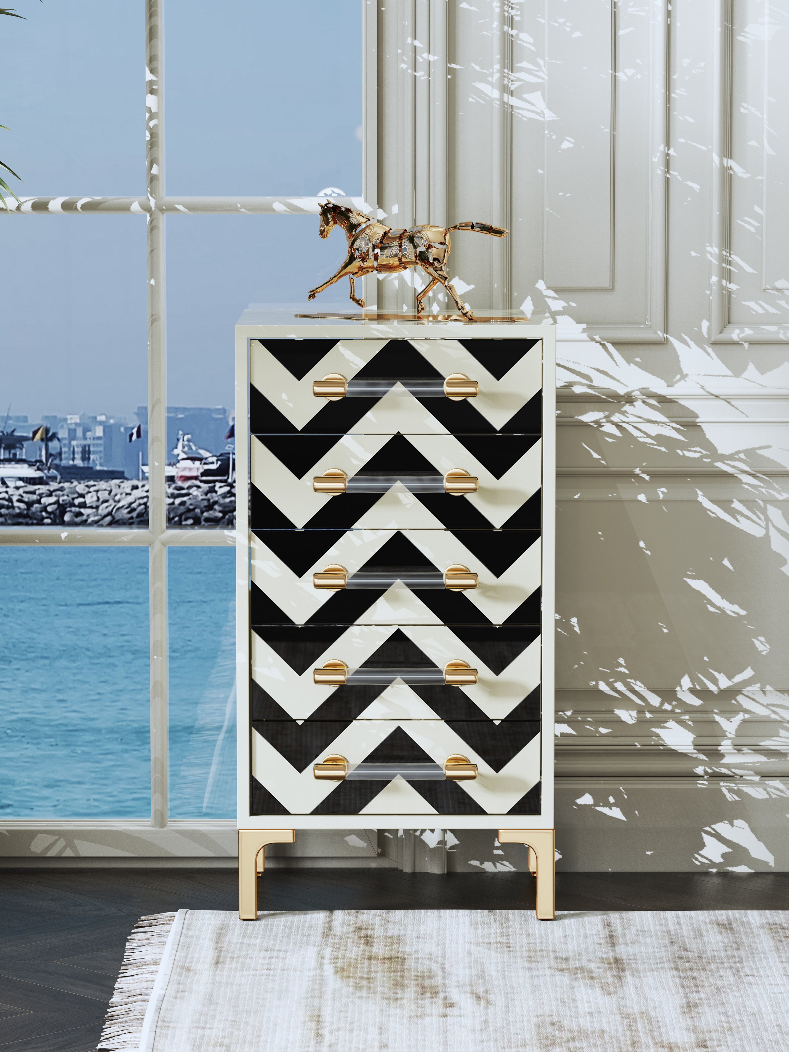 Bright-Finish Accent Chest with Stainless Steel Hardware