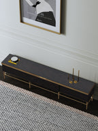 Ebony High-Gloss Media Console with Stainless Steel Hardware