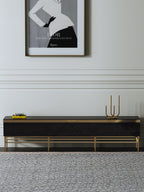 Ebony High-Gloss Media Console with Stainless Steel Hardware