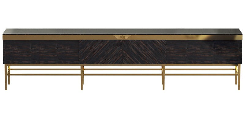Ebony High-Gloss Media Console with Stainless Steel Hardware