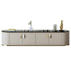 Marble-Top Leather-Wrapped Media Console
