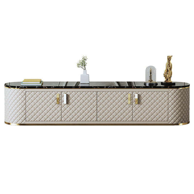 Marble-Top Leather-Wrapped Media Console