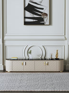 Marble-Top Leather-Wrapped Media Console
